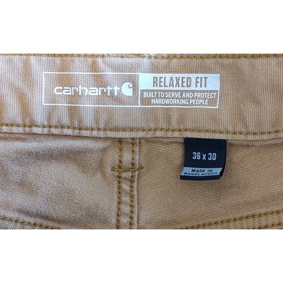Men's Carhartt Pants Khaki Workwear Relaxed Fit Rugged Flex Canvas Utility 35x27 - Picture 5 of 7